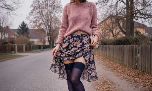 Rosa 40 DEN – temno modre  mikrofibra nogavice za pas